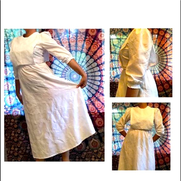 Vintage Prairie GUNNE SAX White Cotton Dress - Picture 1 of 6